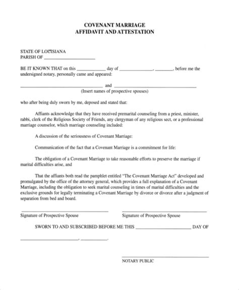 affidavit  marriage template