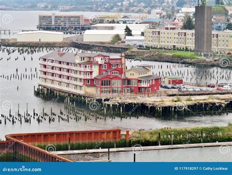 astoria oregon   cannery pier hotel spa stock image
