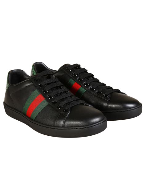 gucci leather sneakers  black lyst