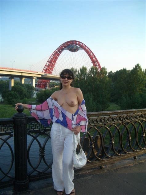 brunette milf likes to flash her tits at public russian sexy girls