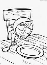 Masha Coloring Pages Sleeping Table Para sketch template