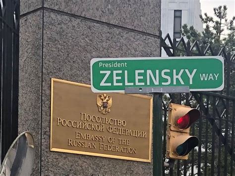‘president Zelensky Way Road Sign Erected Outside Russian Embassy In