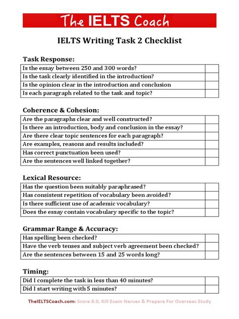 ielts writing task  checklist international english language testing