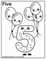 Coloring Number Pages Five Numbers Preschool Balloons Comments Cute sketch template