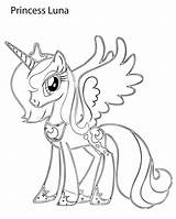 Luna Coloring Pages Pony Princess Little sketch template