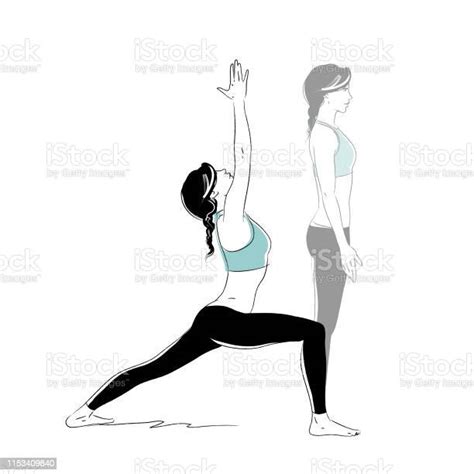 ilustracion de yoga warrior  pose  mas vectores libres de derechos de