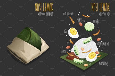 nasi lemak vector illustration food illustrations creative market