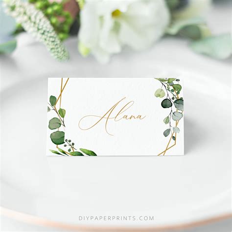 greenery place cards wedding templates printable guest  etsy uk