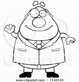 Waving Boss Cartoon Businessman Chubby Clipart Cory Thoman Outlined Coloring Vector 2021 sketch template