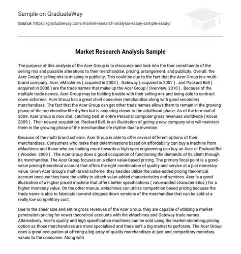 market research analysis sample essay  graduateway