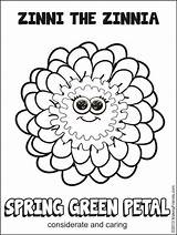 Coloring Zinni Petal Petals Scouts Daisies Makingfriends Caring Sister Every Considerate Lupe Zinnia Green Girlscout Responsible Coloringhome sketch template