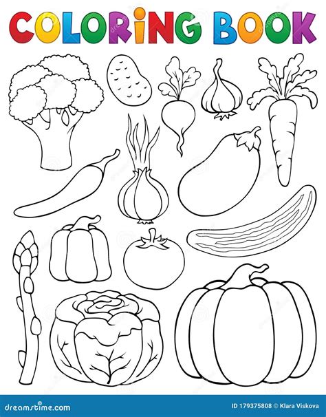 coloring book vegetable collection  stock vector illustration