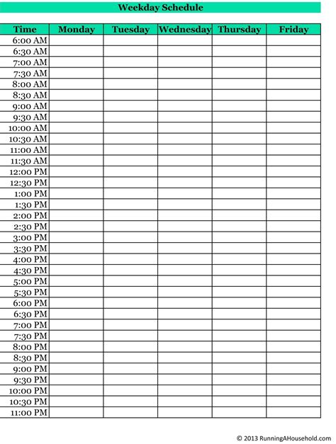 daily calendar template  minute increments calendar  planning