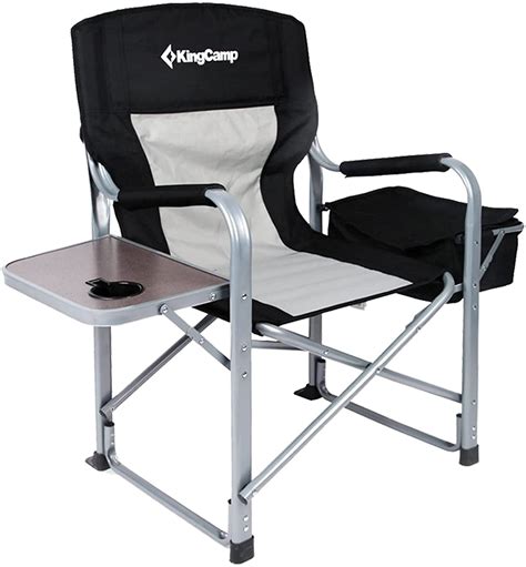 kingcamp folding directors chair heavy duty camping chair  side table cooler bag supports