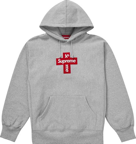 supreme grey red cross box logo hoodie fw  style