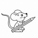 Cartoon Mouse Pencil Coloring Outline Kids Little Book Illustration Vector sketch template
