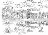 Coloring Pages Colouring Adults Scenery Beautiful Printable Kids Nature Adult Scene Landscape Travel Intheplayroom House Sheets Book Color Books Print sketch template