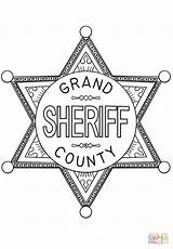Badge Coloring Template Police Sheriff sketch template