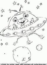 Coloring Alien Saucer Flying sketch template