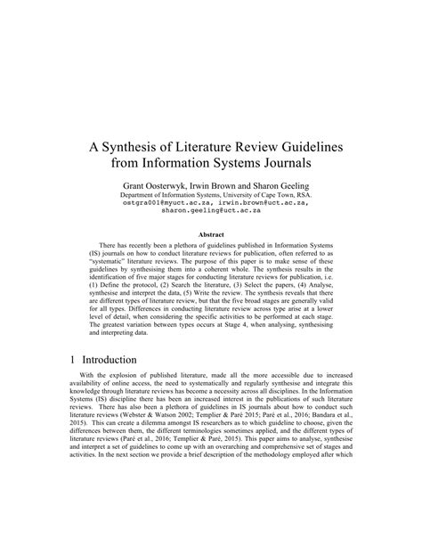 synthesis  literature review guidelines  information