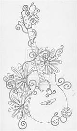 Guitar Tattoo Acoustic Lineart Metal Drawing Ink Heavy Flower Drawings Tattoos Music Visit Flowers Pixels Line Guitars Deviantart sketch template