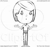 Teenage Girl Coloring Careless Adolescent Shrugging Clipart Cartoon Thoman Cory Outlined Vector sketch template