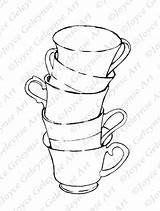Coloring Stack Getdrawings Teacups sketch template