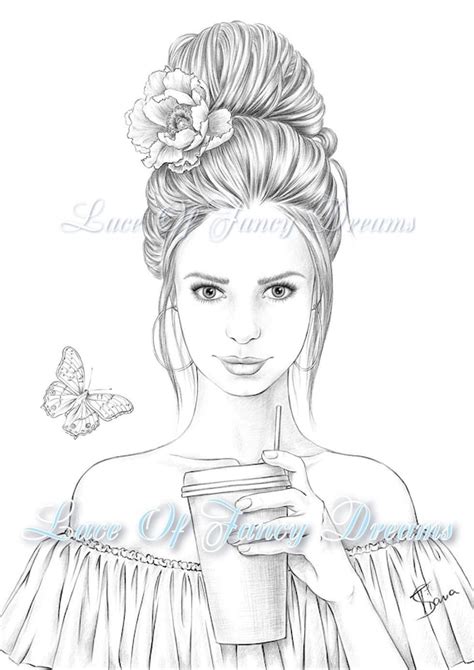 beautiful woman coloring page  adult coloring sheet print etsy