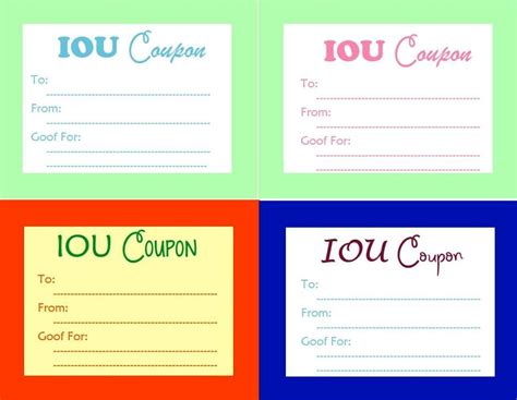 printable iou cards printable templates