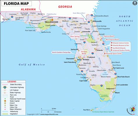 florida state map  major cities  travel information florida