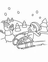Coloring Winter Pages Sledge Riding Printable Boy Little Kids Scene Christmas Color sketch template