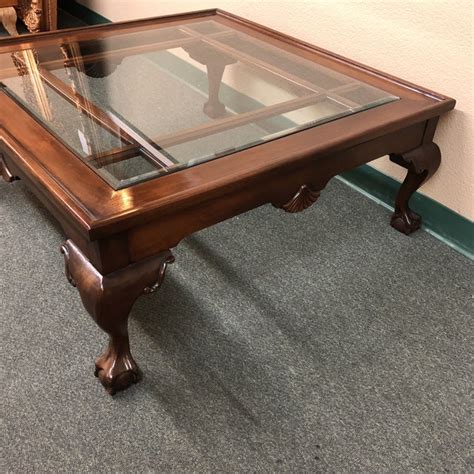 Square Wood And Glass Insert Coffee Table Chairish