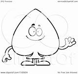 Mascot Spade Waving Suit Card Clipart Cartoon Cory Thoman Outlined Coloring Vector 2021 sketch template