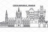 Czech Prague Landmarks Sights sketch template