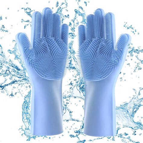 rubber dishwashing gloves reusable magic silicone gloves  wash
