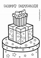 Coloring Birthday Pages Drawing Gift Happy Boxes Kids Printable Present Gifts Christmas Print Presents Easy Cake Printables Box Drawings Simple sketch template