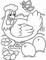 Ostern Henne Zwei Ostereiern Ausmalbild sketch template