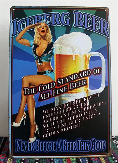 Buy Iceberge Beer Sexy Girl Vintage Poster Metal