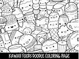 Coloring Doodle Printable Kawaii Cute Foods Adults Etsy Kids Instant sketch template