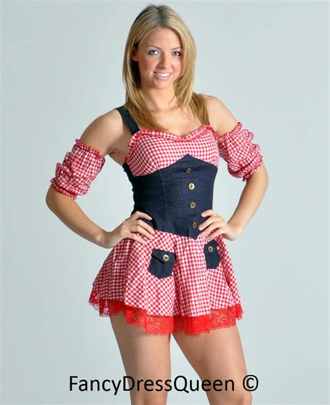 Sexy Ladies Country Girl Fancy Dress Costume Medium Size 8 10