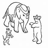 Circus Bear Coloring Pages Elephant Dog Color sketch template