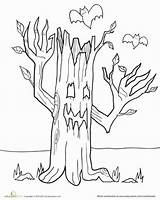 Tree Haunted Halloween Coloring Trees Color Education Forrása Cikk sketch template