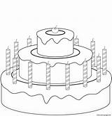 Cake Birthday Coloring Pages Cherry Printable Happy sketch template