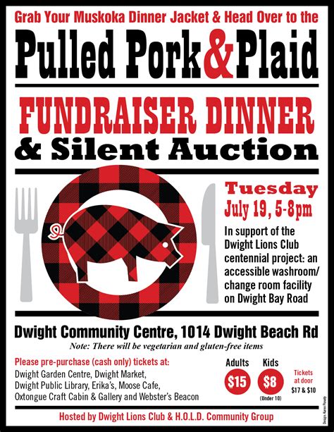 pulled pork and plaid fundraiser dinner and silent auction