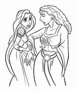 Coloring Tangled Rapunzel Gothel Mother Kids Pages Children Color Disney Simple Characters sketch template