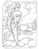 Mermaid Coloring Pages Intricate Printable Getcolorings Color Print Mermaids sketch template