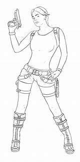 Croft Lara Lineart Deviantart Isa Pinheiro Camera Deviant sketch template