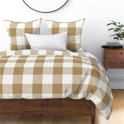 light brown buffalo check beige checked wool sateen duvet cover  roostery walmartcom