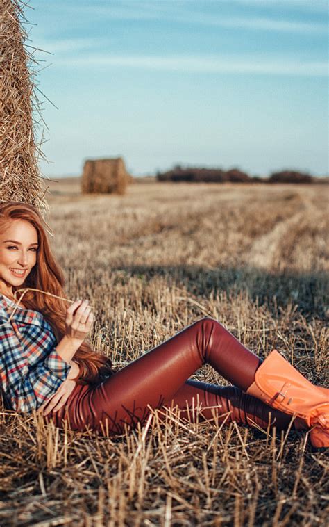 1200x1920 Resolution Redhead Women Outdoors In Leather Pants 1200x1920