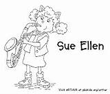 Saxophone Ellen Sue Coloring Playing Pages Activity sketch template